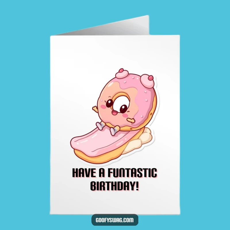 Free Printable Bday Card: Fun Donut Sliding - Joyful Downloadable Greeting