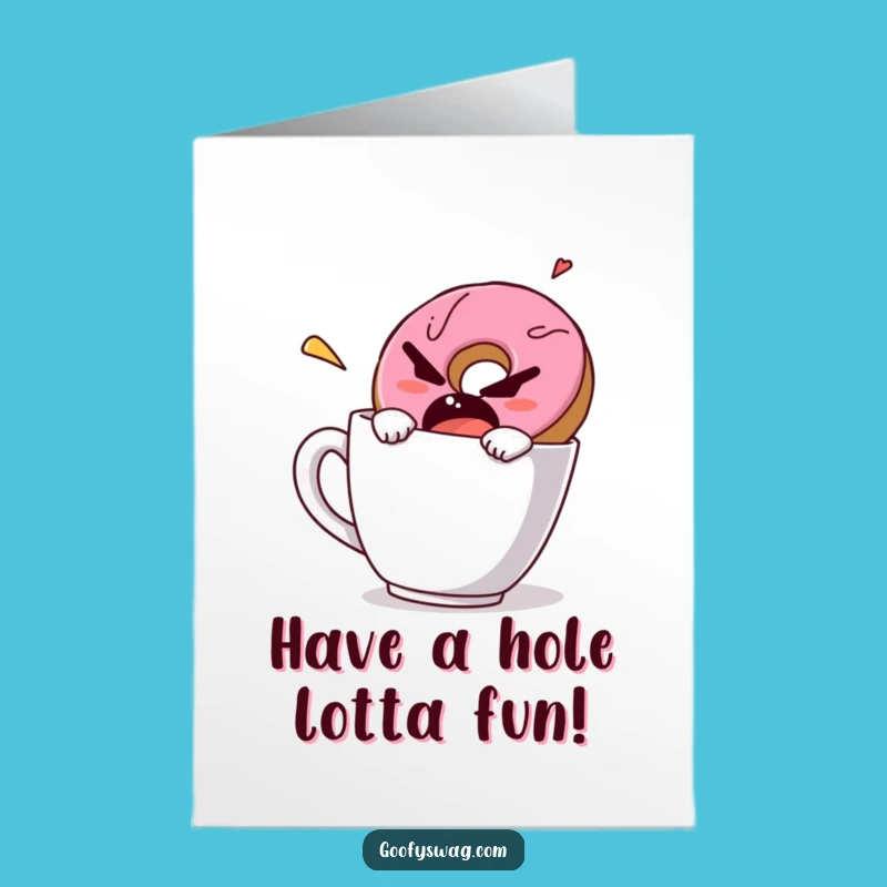 Free Printable Birthday Card: Grumpy Donut Escapes Mug, Funny Downloadable Gift for Coffee Lovers