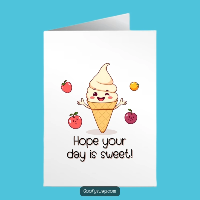 Free Printable Birthday Card: Juggling Ice Cream Cone Fun - Funny Downloadable Gift