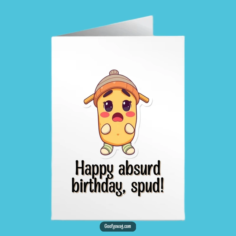 Free Printable Birthday Card: Surprised Potato Funny Downloadable Gift with Propeller Beanie