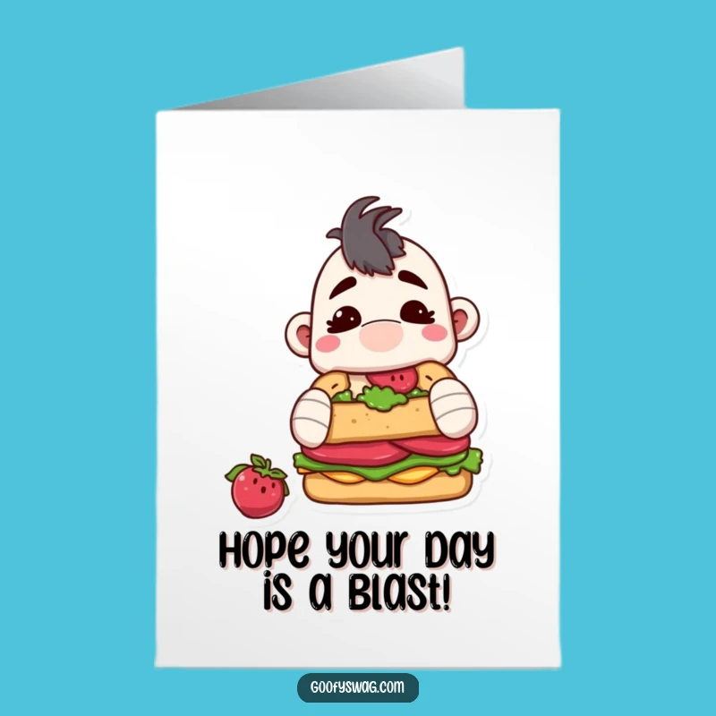 Free Printable Birthday Card: Sock Puppet Sandwich Gobbler for a Funny Downloadable Gift