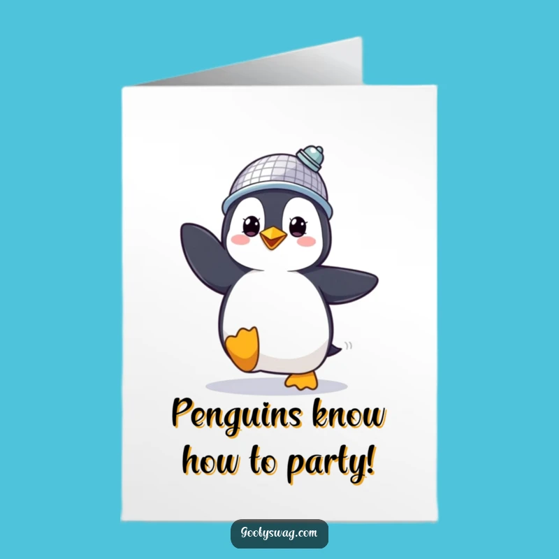 Free Printable Funny Birthday Card: Penguin Party Animal - Downloadable Gift