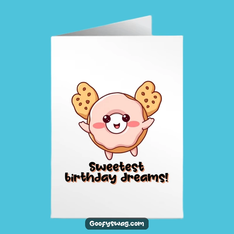 Funny Free Printable Donut Birthday Card - Flying Donut Cookie Wings Gift!