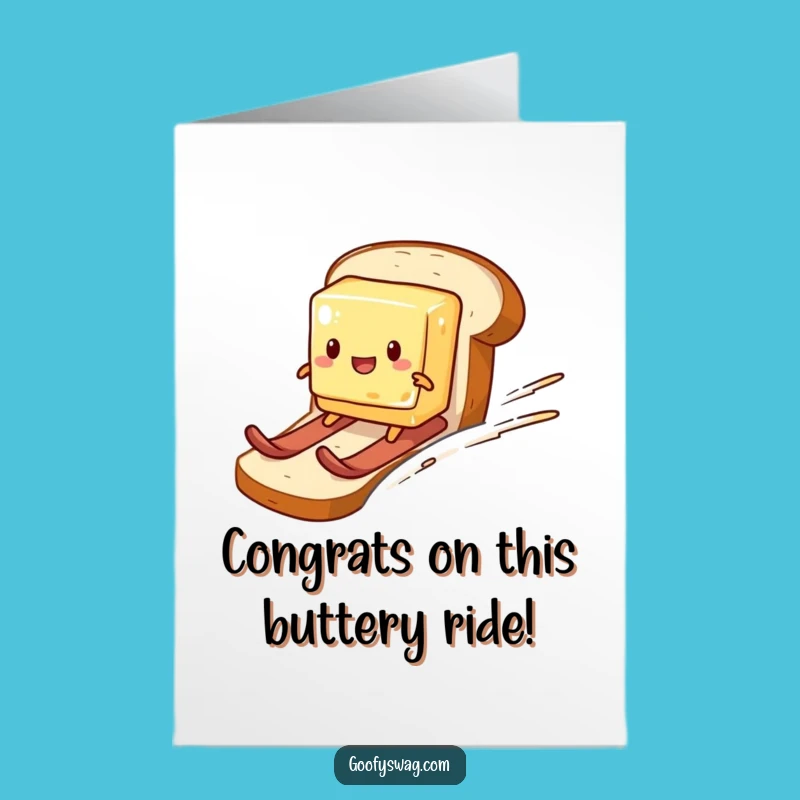 Free Printable Congrats Card: Butter Skiing Bread Funny Downloadable Gift
