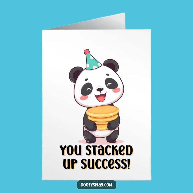 Free Printable Congratulations Card: Panda Pancake Stack Surprise - Funny DIY Downloadable Gift