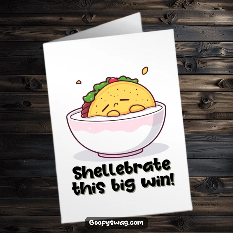 Funny Free Printable Congratulations Card: A taco naps in milk, symbolizing a relaxed and well-deserved success.