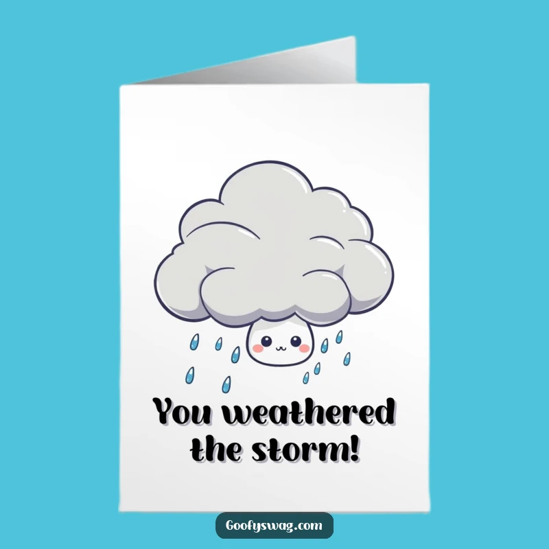 Free Printable Shy Raindrop Card - Congrats, You Did It! Downloadable Gift