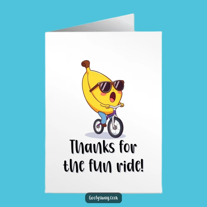 Free Printable Banana Unicycle Thank You Card: Humorous Downloadable Gift for Expressing Gratitude