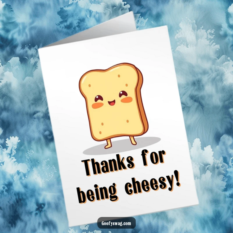 Funny Free Printable Thank You Card: Proud grilled cheese sandwich posing dramatically in a spotlight, a unique thank you.