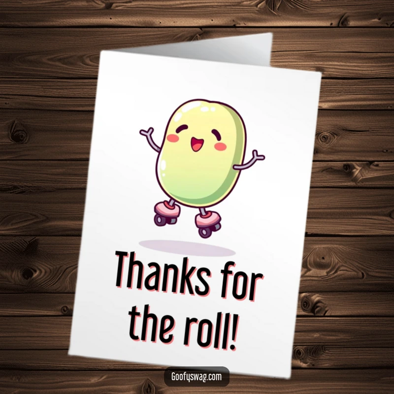 Funny Free Printable Thank You Card: A jelly bean skater wobbling with gratitude, a quirky thank you.