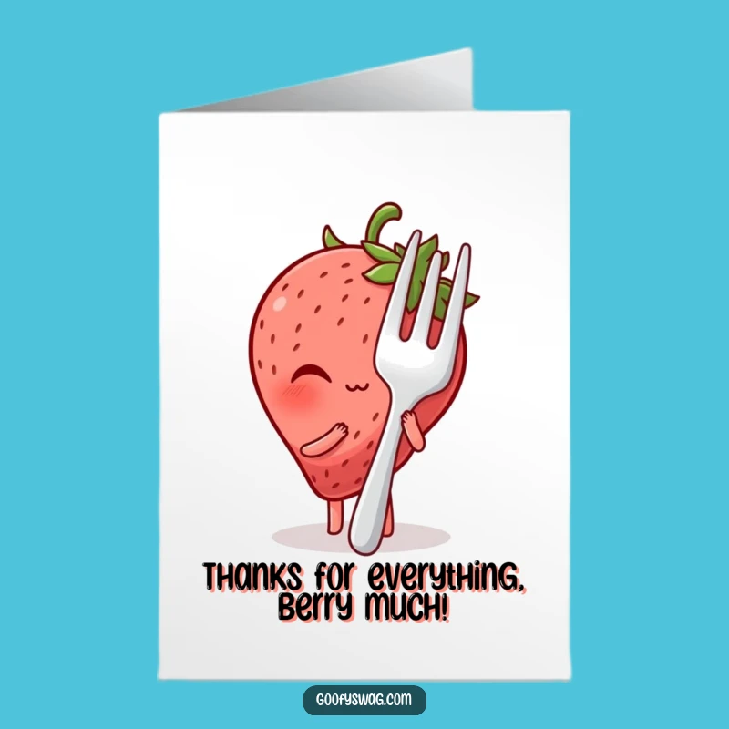 Free Printable Thank You Card: Blushing Strawberry Hiding - Print at Home