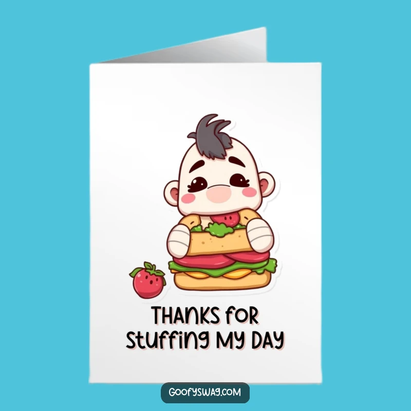 Free Printable Thank You Card: Sock Puppet Sandwich Bandit for a Funny Downloadable Gift