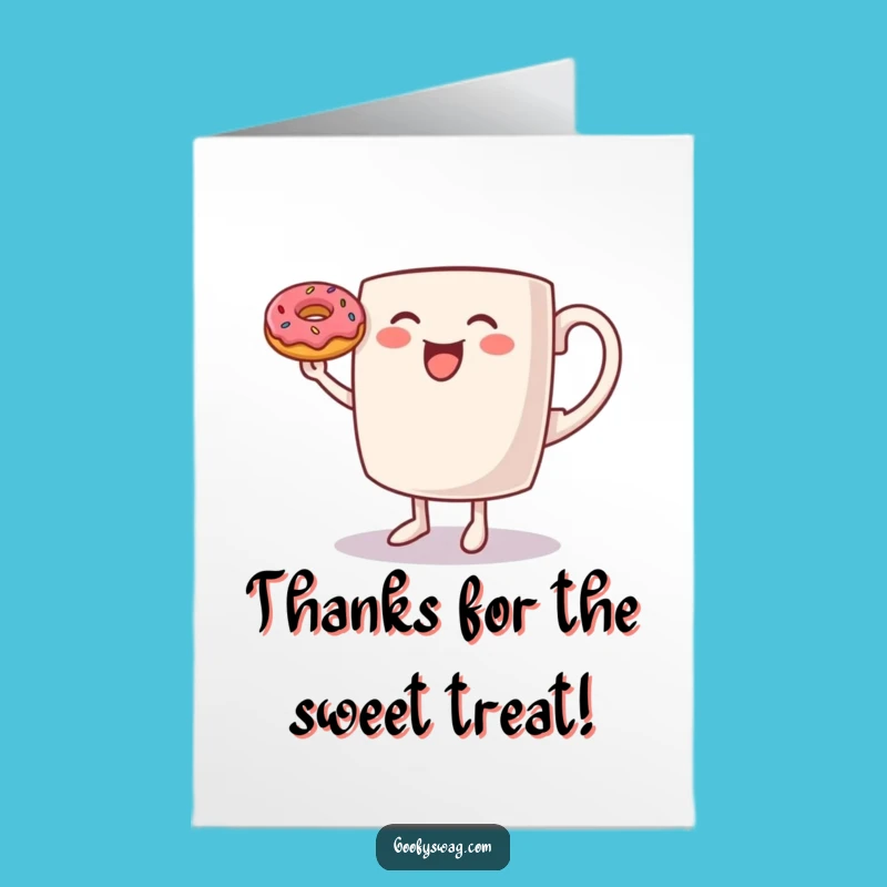 Free Printable Thank You Card: Dancing Mug Donut Funny Downloadable