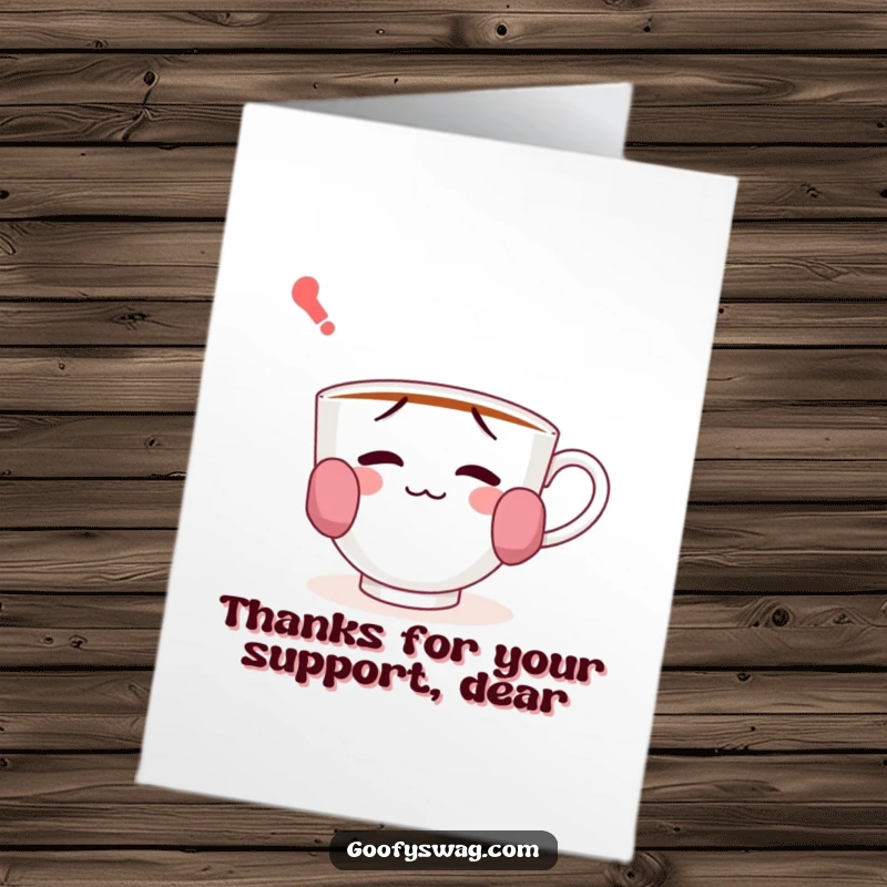 Funny Free Printable Thank You Card: A confused teacup wearing socks on its handles, offering whimsical and heartfelt thanks.