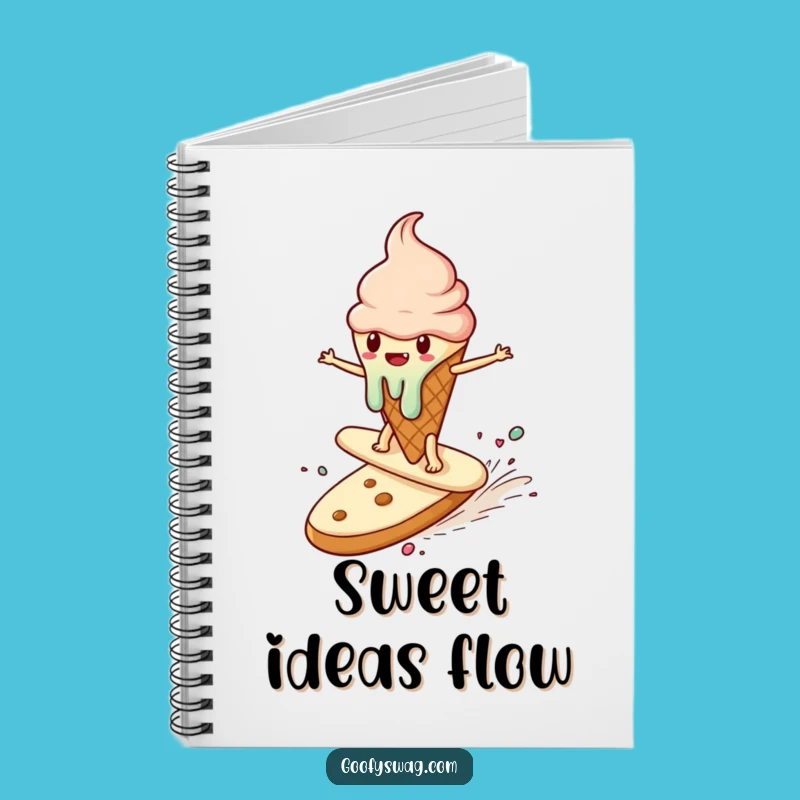 Funny Ice Cream Cone Surf Notebook - Jot Down Sweet Ideas and Dreams