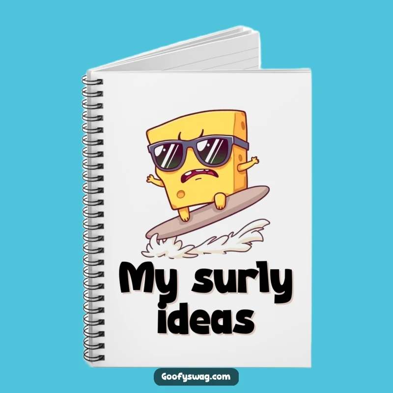 Funny Grumpy Cheese Surfer Notebook: Jot Down Ideas with Sunglass Style