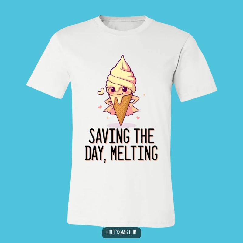 Funny Melting Ice Cream Superhero T-Shirt: Save the Day in Style!