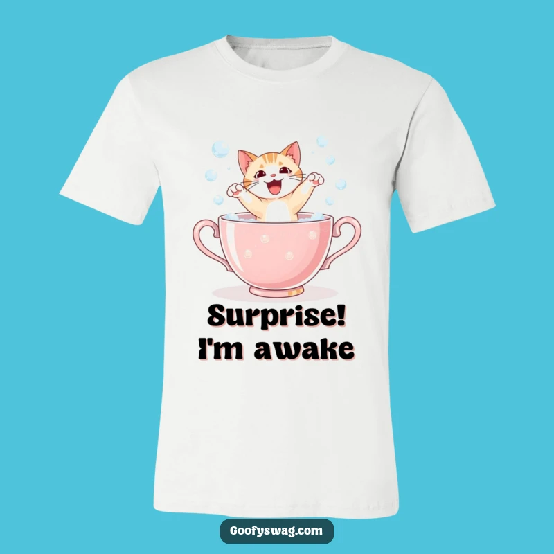 Funny Cat Teacup T-Shirt: Hilarious Surprise Design for a Good Laugh