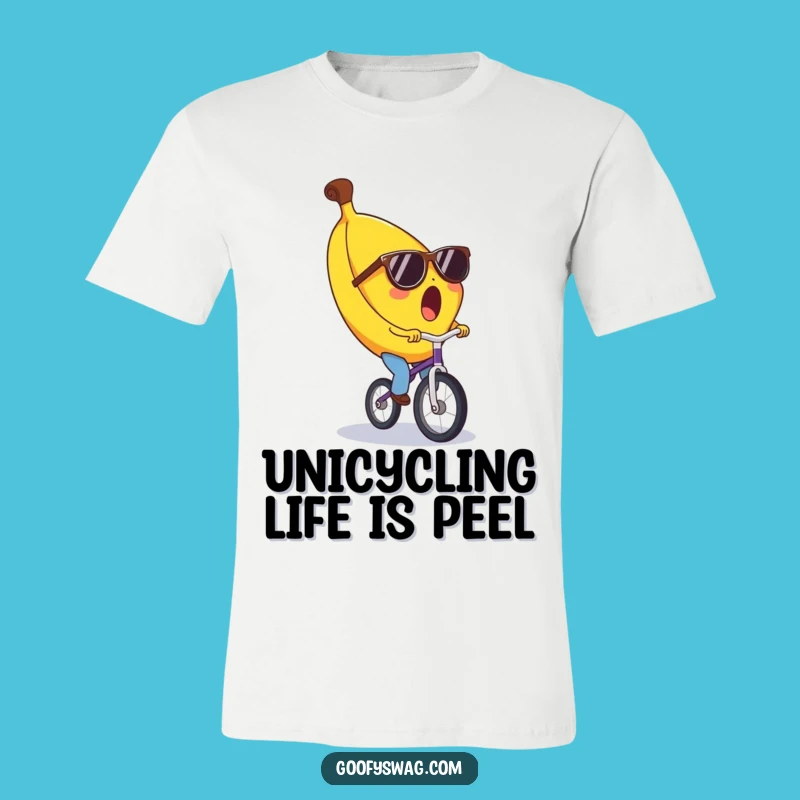 Funny Surprised Banana Unicycle T-Shirt - Hilarious Wearable Art Gift