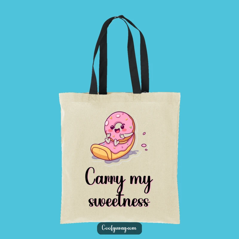 Funny Donut Slide Tote Bag: Playful Zooming Character, Perfect Gift for Sweet Hauls