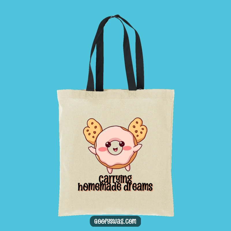 Funny Donut Flying Tote Bag: Cookie Wing Carry-All