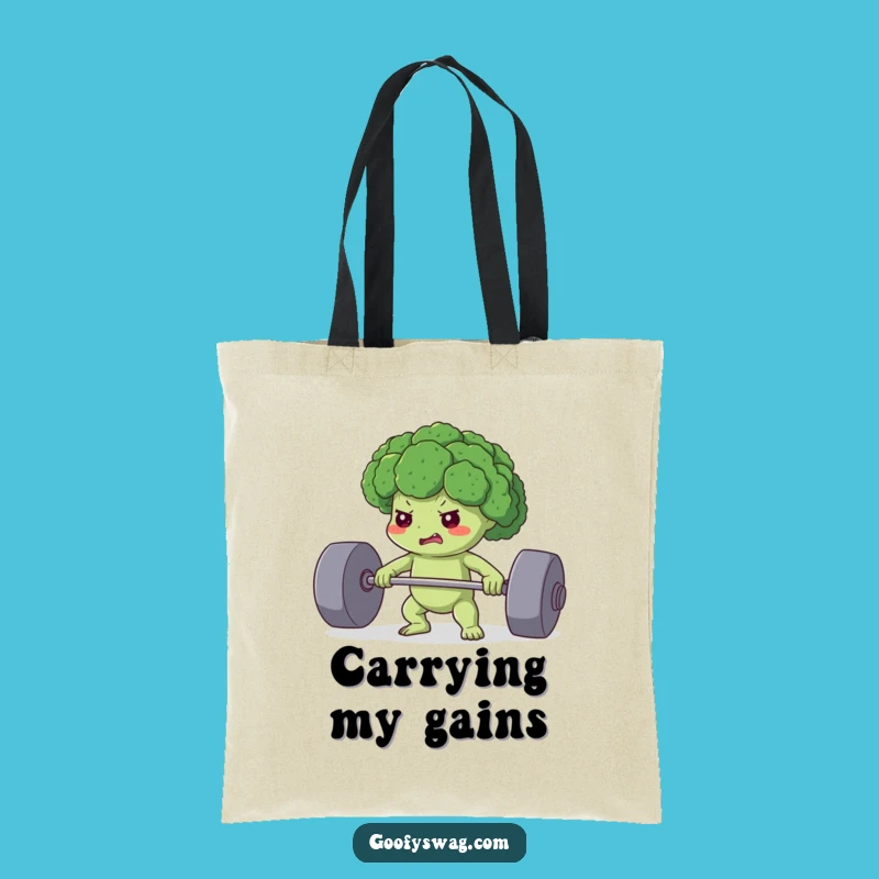 Funny Determined Broccoli Tote Bag: Carry Your Gains, Smart Funny Gift