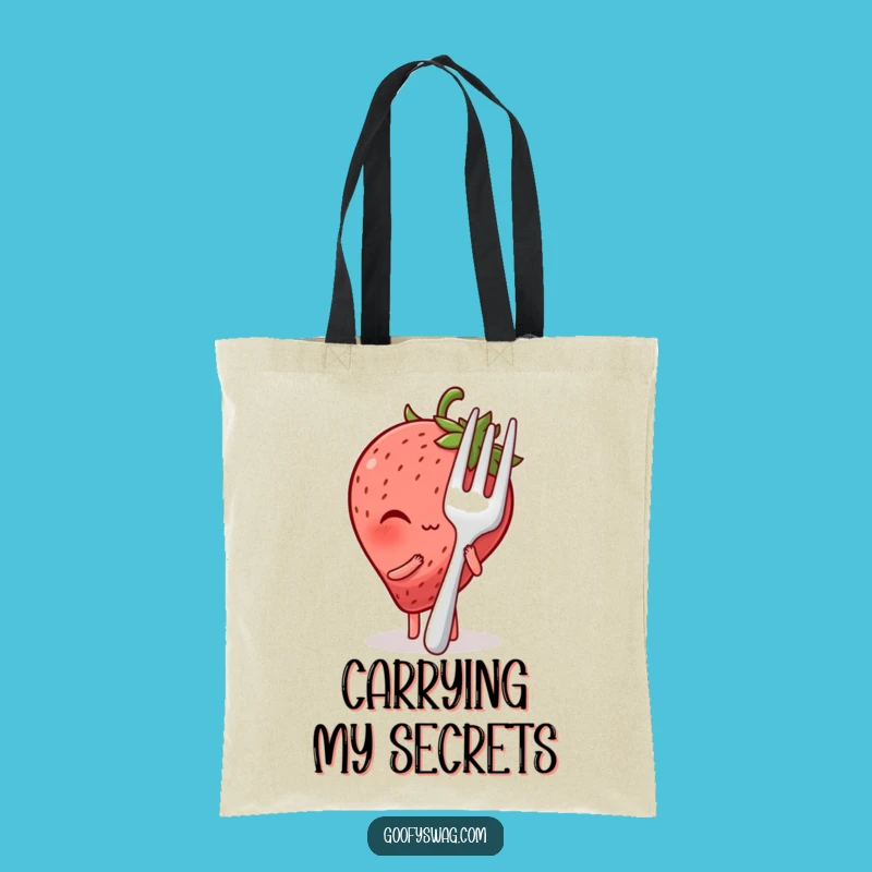 Funny Blushing Strawberry Tote Bag: Carry Your Essentials with This Cute and Humorous Bag
