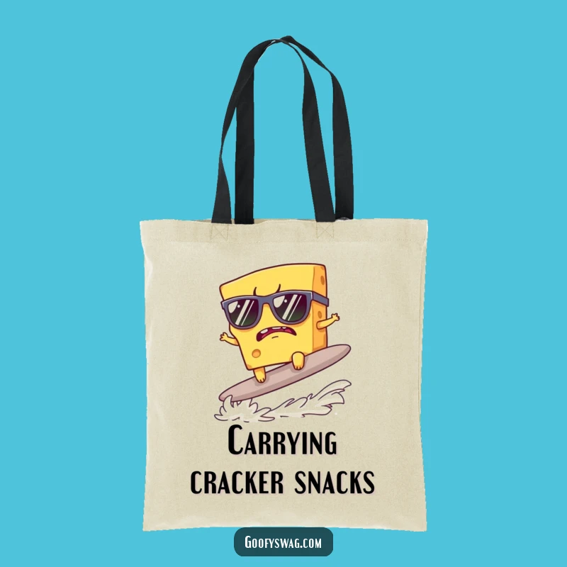 Funny Grumpy Cheese Surfer Tote Bag: Carry Your Cool with Sunglass Style
